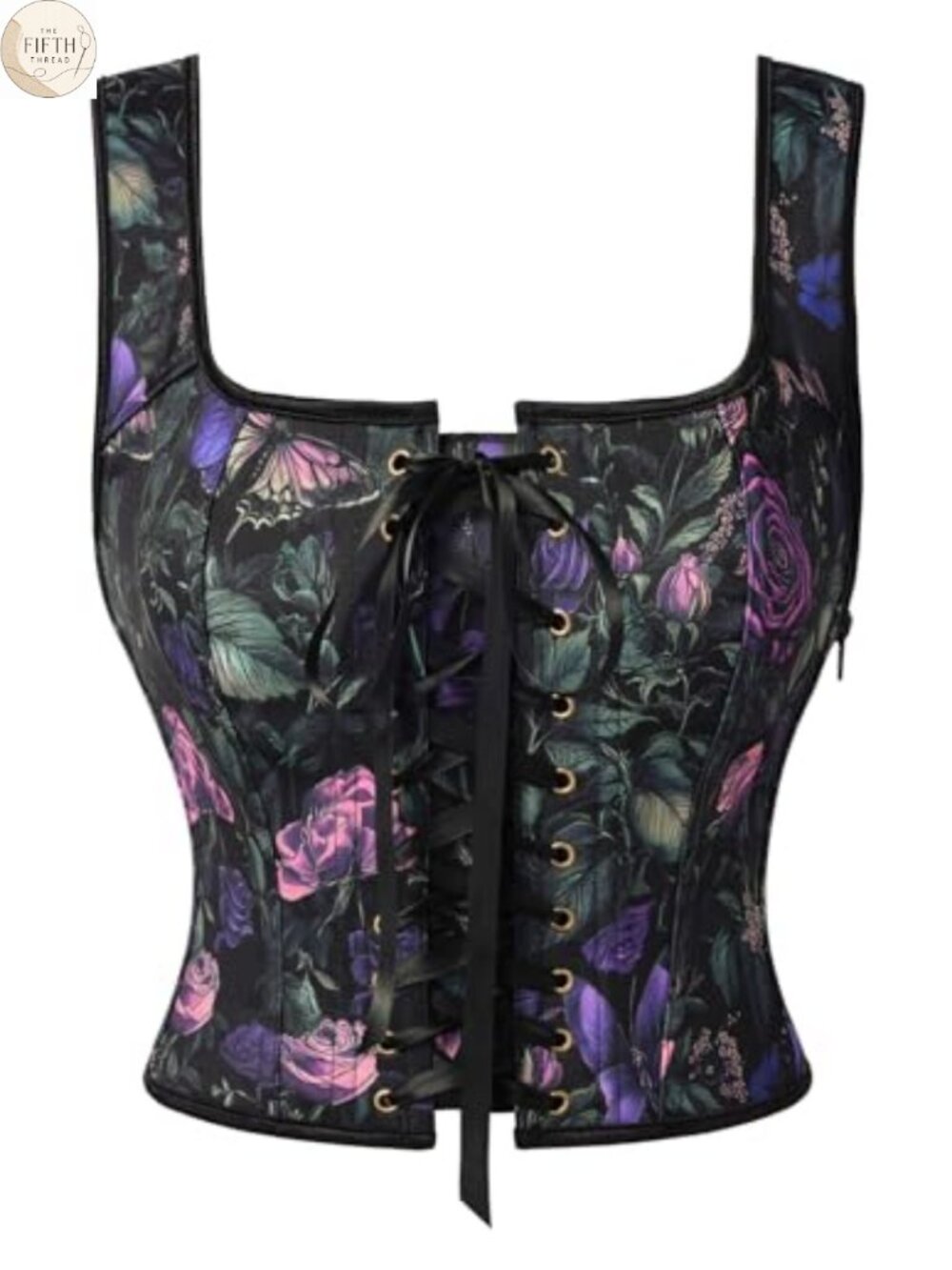 Floral Renaissance Corset Top Boned Waist Lace-Up Fairy Costume